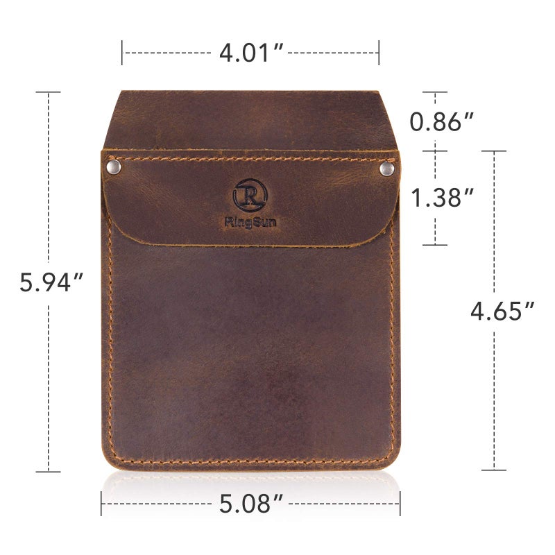 RingSun Genuine Leather Pocket Protector for Men  Durable Pocket Tool Pouch  Jeans Shirts Pocket Protector for Tools Pens Brown - Image 2